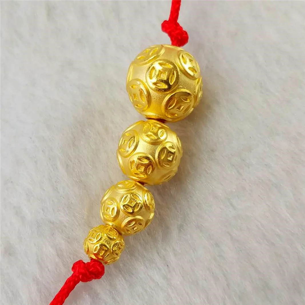 1 adet Saf 999 24 K Sarı Altın 3D Şanslı Xiangyun Para Transferi Boncuk Kolye Görüntü 1