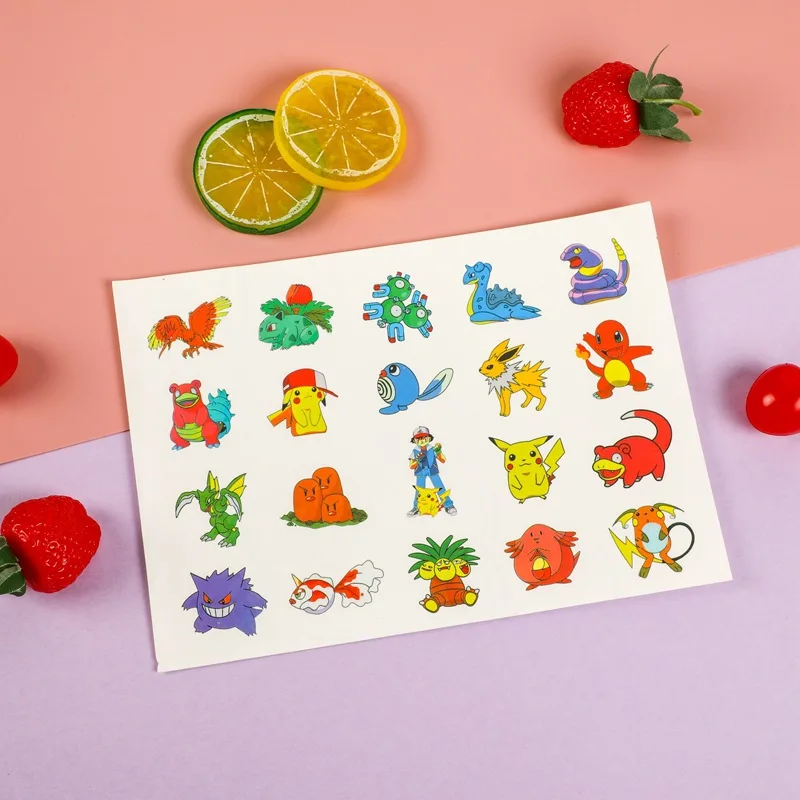 10 adet / torba Pokemon Dövme Çıkartmalar farklı stilleri Su Geçirmez Sevimli Pikachu Sticker Komik Karikatür çocuklar için doğum günü hediyesi ödül Oyuncak Görüntü 2