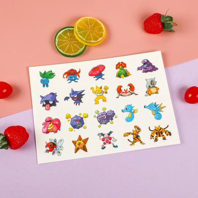 10 adet / torba Pokemon Dövme Çıkartmalar farklı stilleri Su Geçirmez Sevimli Pikachu Sticker Komik Karikatür çocuklar için doğum günü hediyesi ödül Oyuncak Görüntü 5