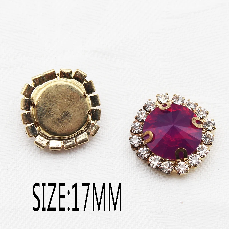 10 ADET Yuvarlak Rhinestones Mix Renk Düğmeleri Flatback Giyim İçin yapma malzemeleri Şerit Dokuma Düğün Dekorasyon Görüntü 2
