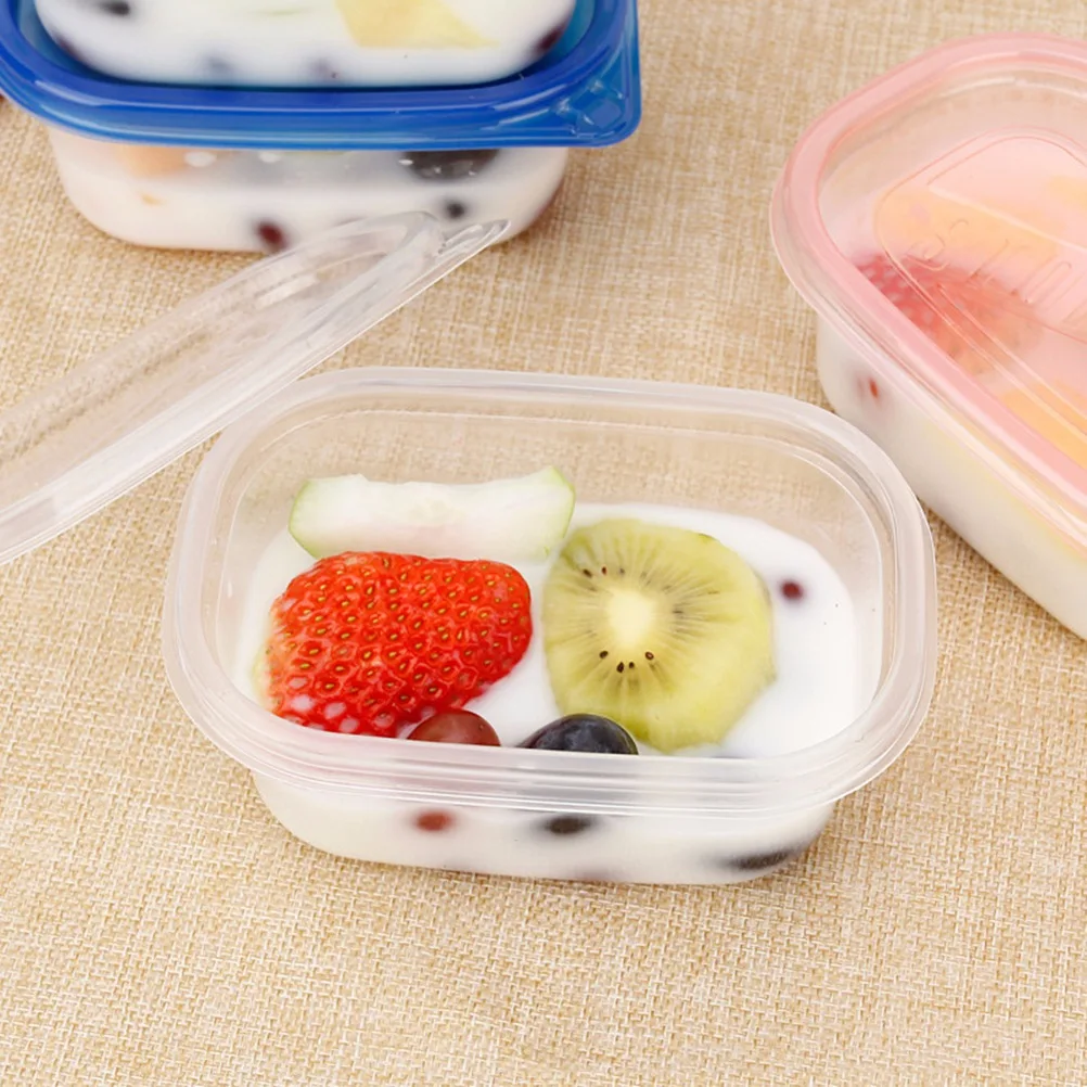 12 adet 280ML Dikdörtgen Plastik Öğle Yemeği Kutuları Tek kullanımlık yemek Kabı Mutfak Mühürlü kutu Meyve Kek için Yeşil Mavi Şeffaf Görüntü 5