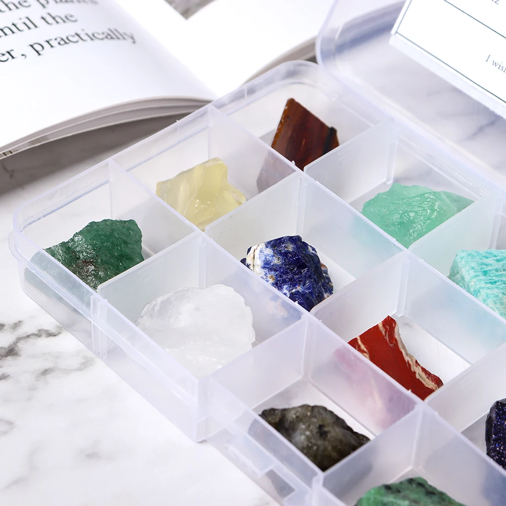 15 çeşit Doğal Kristal Taş Ham Mineral Örnekleri Düzensiz Kaya Kristal Koleksiyonu Araştırma ve Öğretim Ev Dekor Görüntü 2