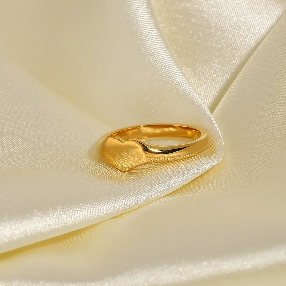 18K IP altın kaplama paslanmaz çelik alyans kalp alyans romantik kalp yüzük kadınlar için Görüntü 4