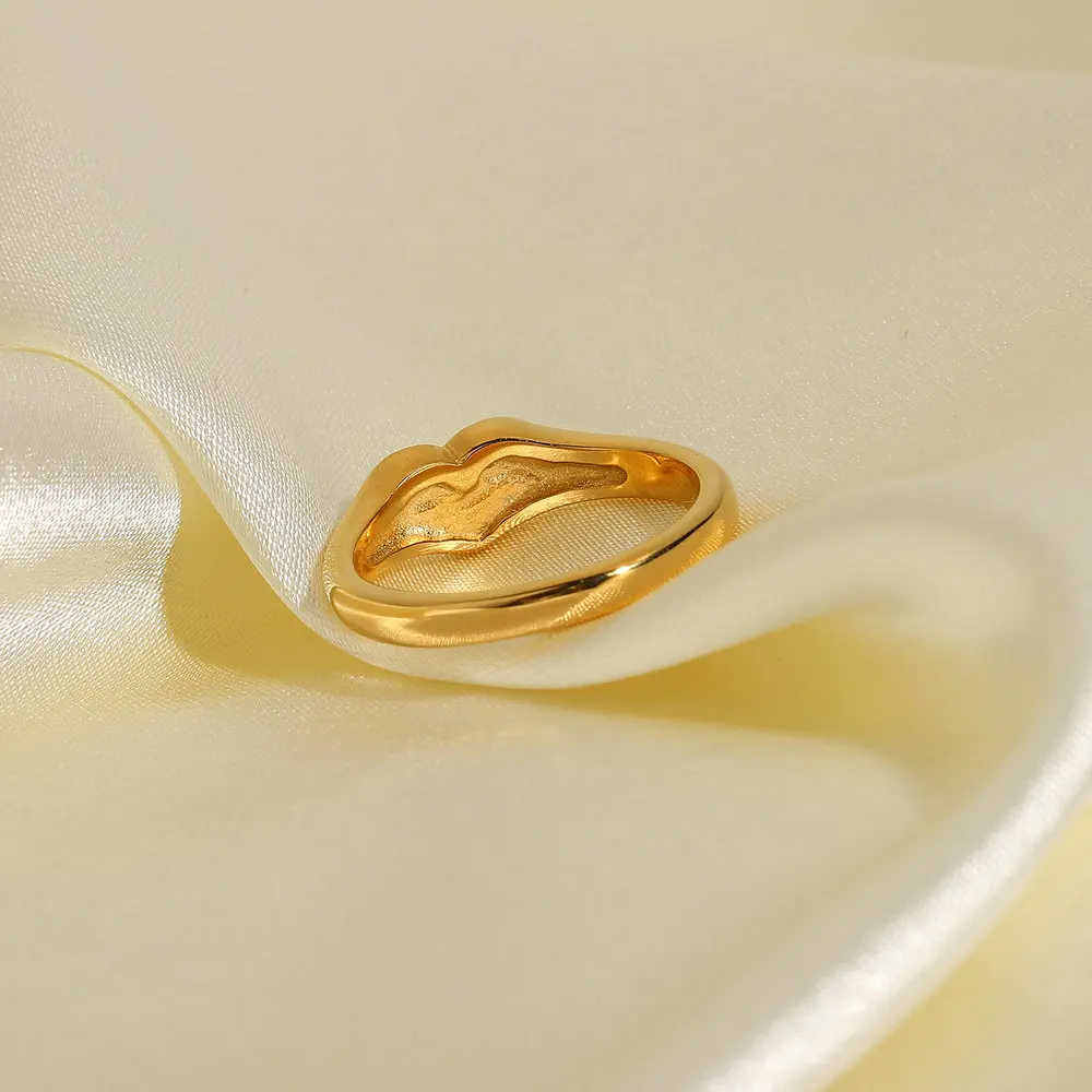 18K IP altın kaplama paslanmaz çelik alyans kalp alyans romantik kalp yüzük kadınlar için Görüntü 5