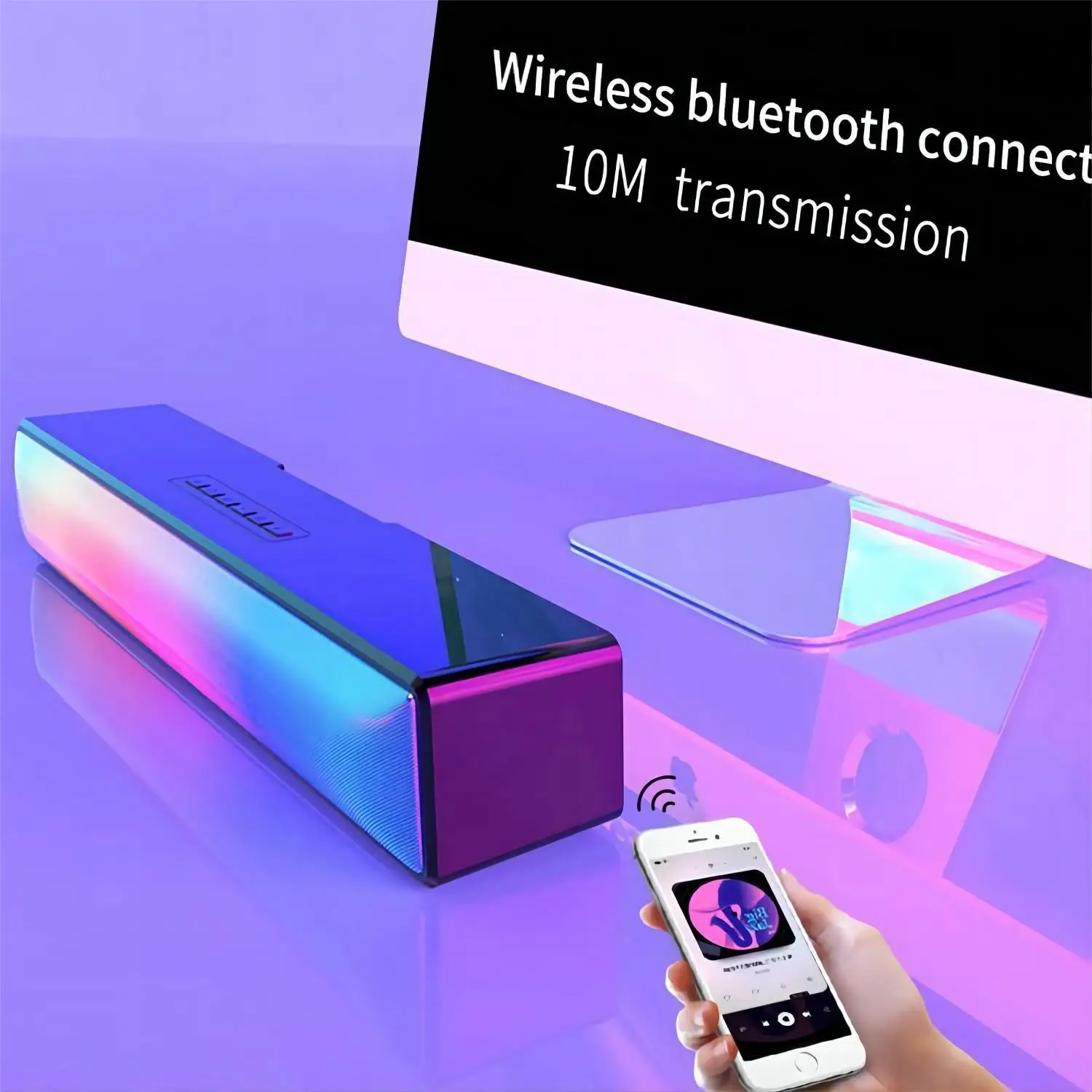2022 Yeni Serin Renkli ışıklar Subwoofer 2 Boynuz 10W bluetooth hoparlör Kablosuz Çağrı İle Bilgisayar Telefonu İçin Soundbar Taşınabilir Görüntü 3