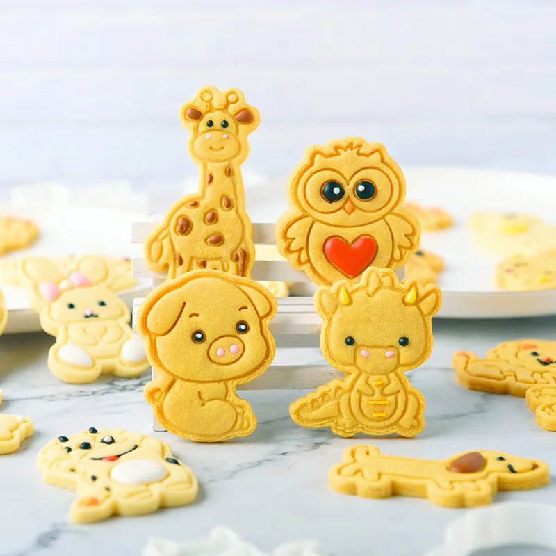 3D Karikatür Hayvan Bisküvi kurabiye kalıbı Kesiciler Fondan Kek Kalıbı kurabiye damgası Kalıp Sugarcraft Kek Dekorasyon Araçları Pişirme Görüntü 2
