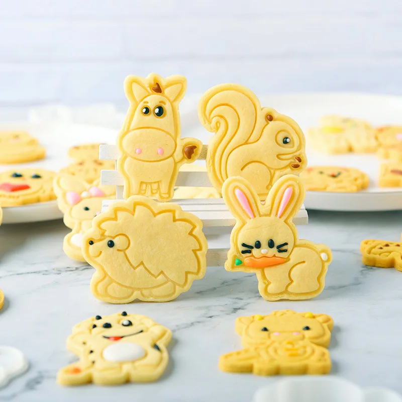 3D Karikatür Hayvan Bisküvi kurabiye kalıbı Kesiciler Fondan Kek Kalıbı kurabiye damgası Kalıp Sugarcraft Kek Dekorasyon Araçları Pişirme Görüntü 3