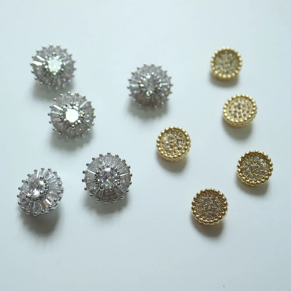 5 adet/grup DIY kristal düğmeler giyim için Kübik zirkonya düğmesi ceket Dekoratif CZ dikiş düğmeleri kaşmir hırka Görüntü 2