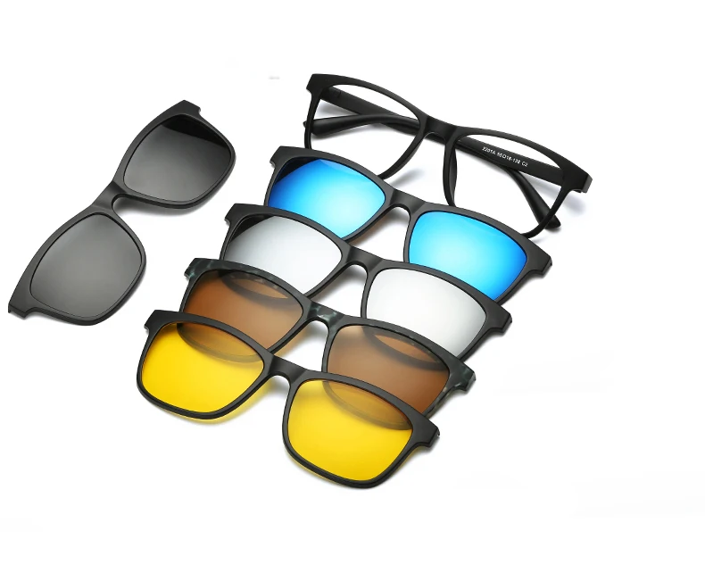 5 lensler Mıknatıs Güneş Gözlüğü Klip Aynalı güneş gözlüğü üzerinde klip gözlük Erkekler Polarize Klipler Özel Reçete Miyopi Görüntü 2