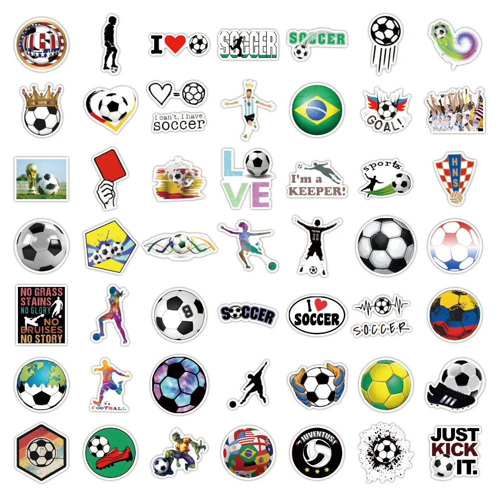 50/100 adet Toptan Futbol Çıkartmaları Açık Spor Top Oyunları Çıkartmalar Bagaj Kaykay Dizüstü Dizüstü Araba Çıkartmaları Hediyeler Görüntü 2