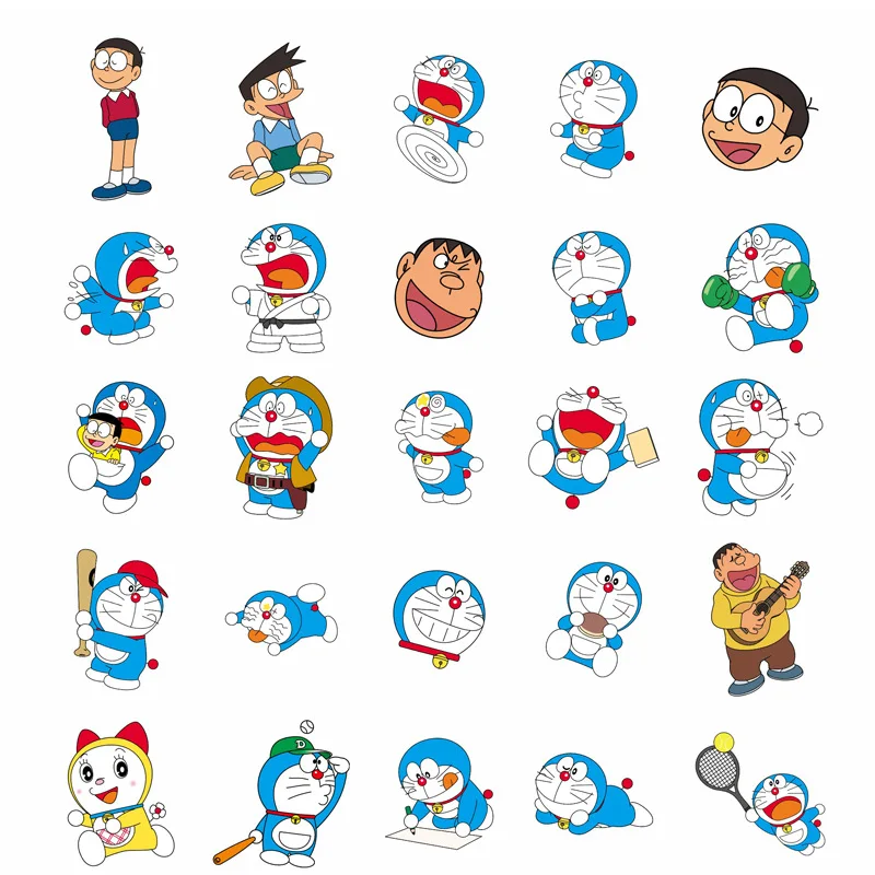 50 adet Doraemon Karikatür Sticker çocuk Sticker Gitar tekerlekli çanta Kaykay Sticker Sevimli Anime Çıkartmalar Dizüstü Cilt Görüntü 3