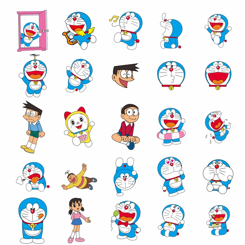 50 adet Doraemon Karikatür Sticker çocuk Sticker Gitar tekerlekli çanta Kaykay Sticker Sevimli Anime Çıkartmalar Dizüstü Cilt Görüntü 4