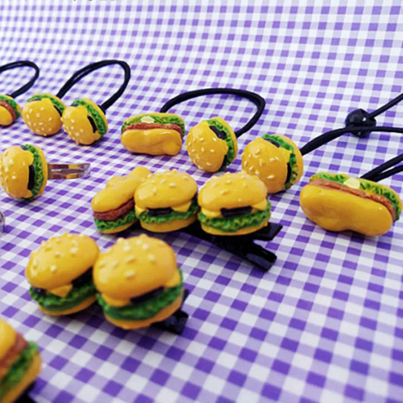 8 adet Kawaii Hamburger Charms Kolye DIY Dekoratif saç aksesuarları Bilezik Kolye Küpe Takı Yapımı Görüntü 5