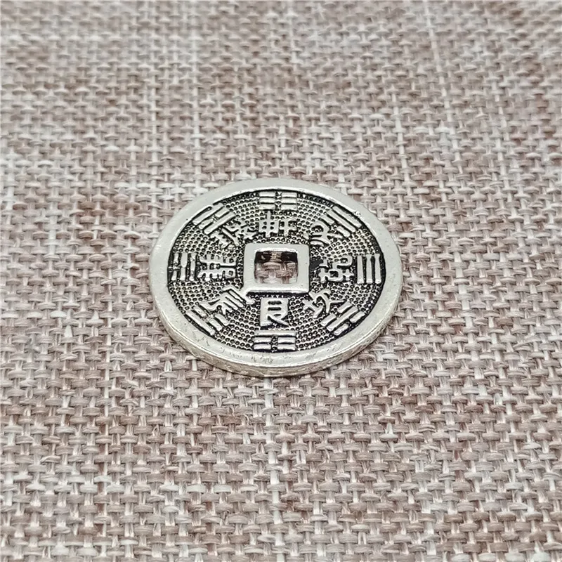 925 Ayar Gümüş Çin Servet Şanslı Feng Shui Sikke Boncuk Charm Görüntü 2