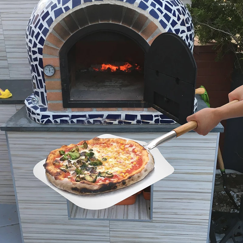 Alüminyum Pizza Kürek Kabuğu Uzun Saplı Pasta Araçları Aksesuarları Pizza Kürek Spatula Kek Pişirme Kesici Görüntü 3