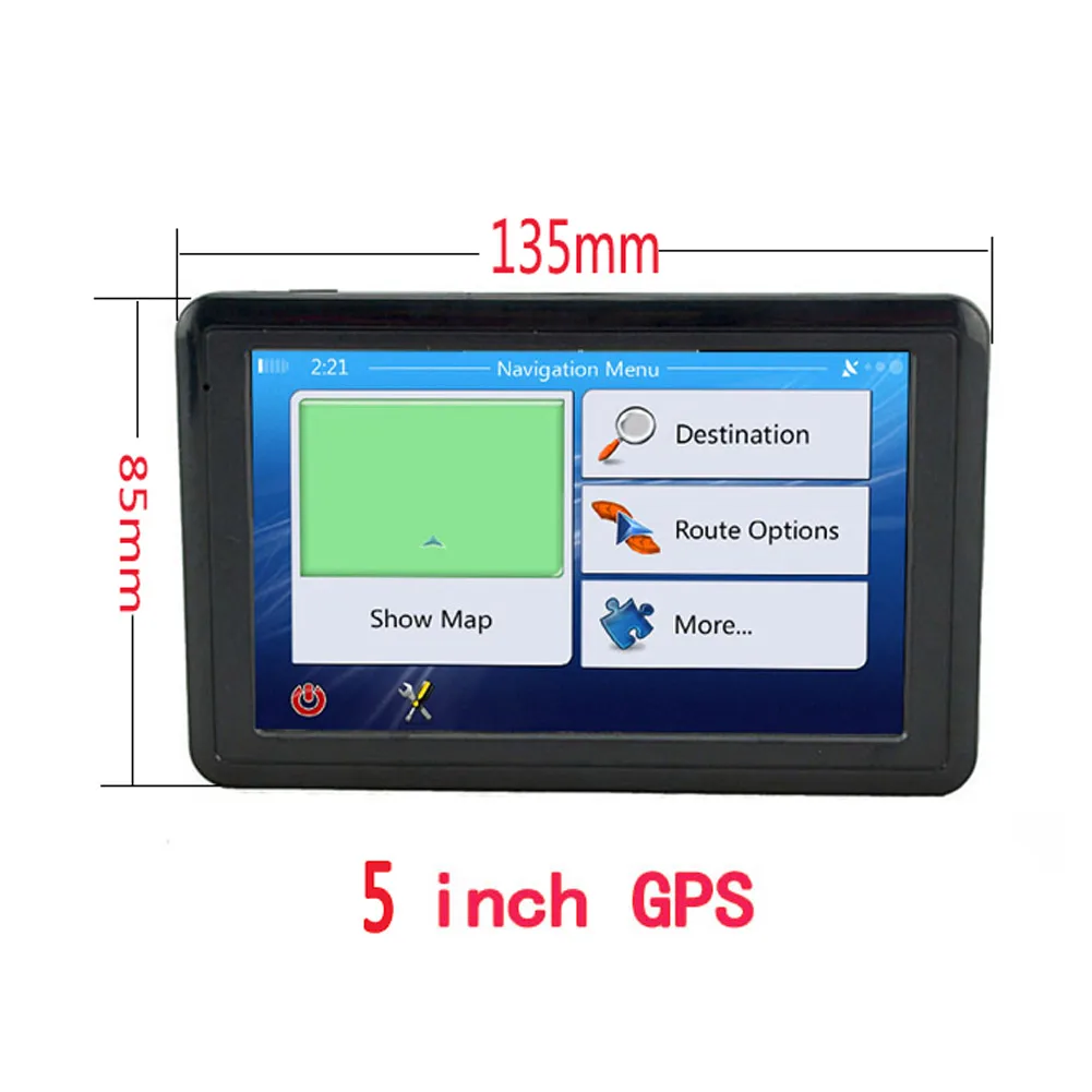 Araba GPS Navigasyon 5 İnç Dokunmatik Ekran 128 M + 8G FM Avrupa Rusya Orta Doğu İsrail Brezilya Haritası Ücretsiz Güncelleme Kamyon GPS Navigasyon Cihazları Görüntü 1