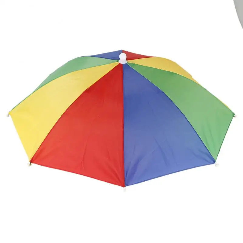 Açık Şemsiye Şapka Roman Katlanabilir Güneş Ve Yağmurlu Bir Gün Eller Serbest Gökkuşağı Katlanır Su Geçirmez Çok renkli Şemsiye Şapka Görüntü 1