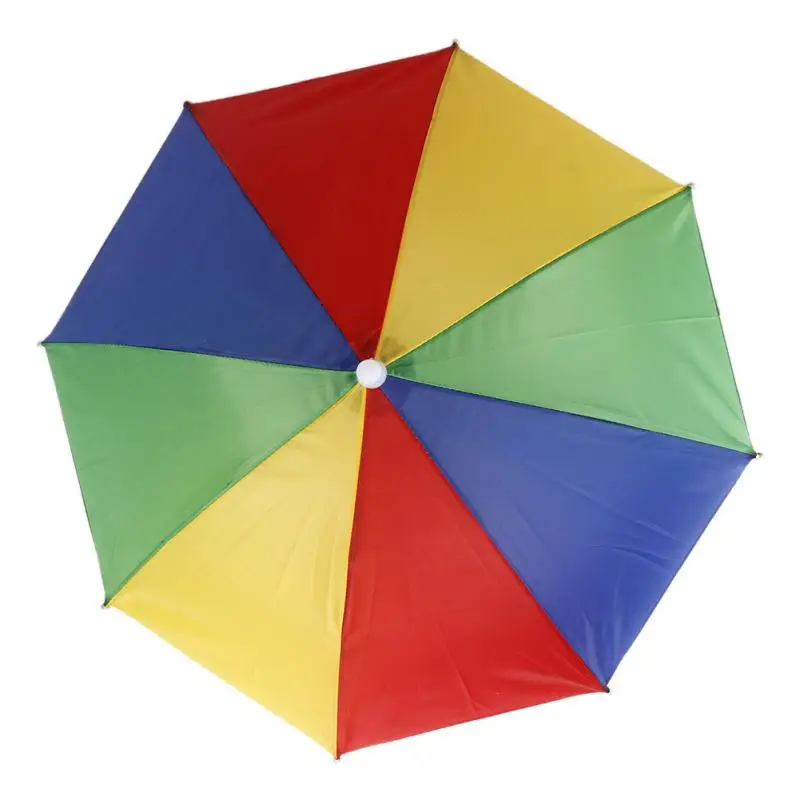 Açık Şemsiye Şapka Roman Katlanabilir Güneş Ve Yağmurlu Bir Gün Eller Serbest Gökkuşağı Katlanır Su Geçirmez Çok renkli Şemsiye Şapka Görüntü 2