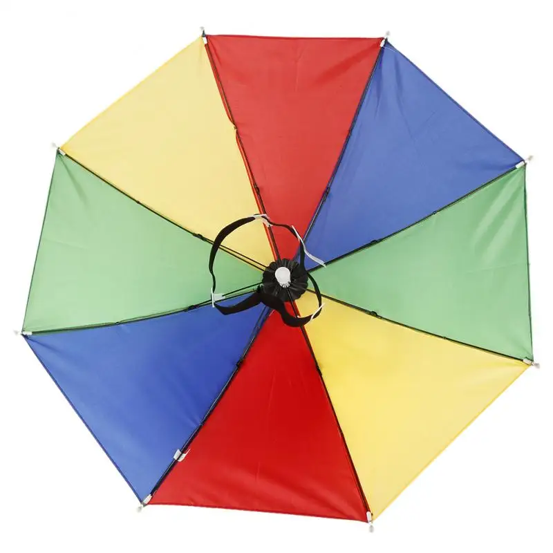 Açık Şemsiye Şapka Roman Katlanabilir Güneş Ve Yağmurlu Bir Gün Eller Serbest Gökkuşağı Katlanır Su Geçirmez Çok renkli Şemsiye Şapka Görüntü 3