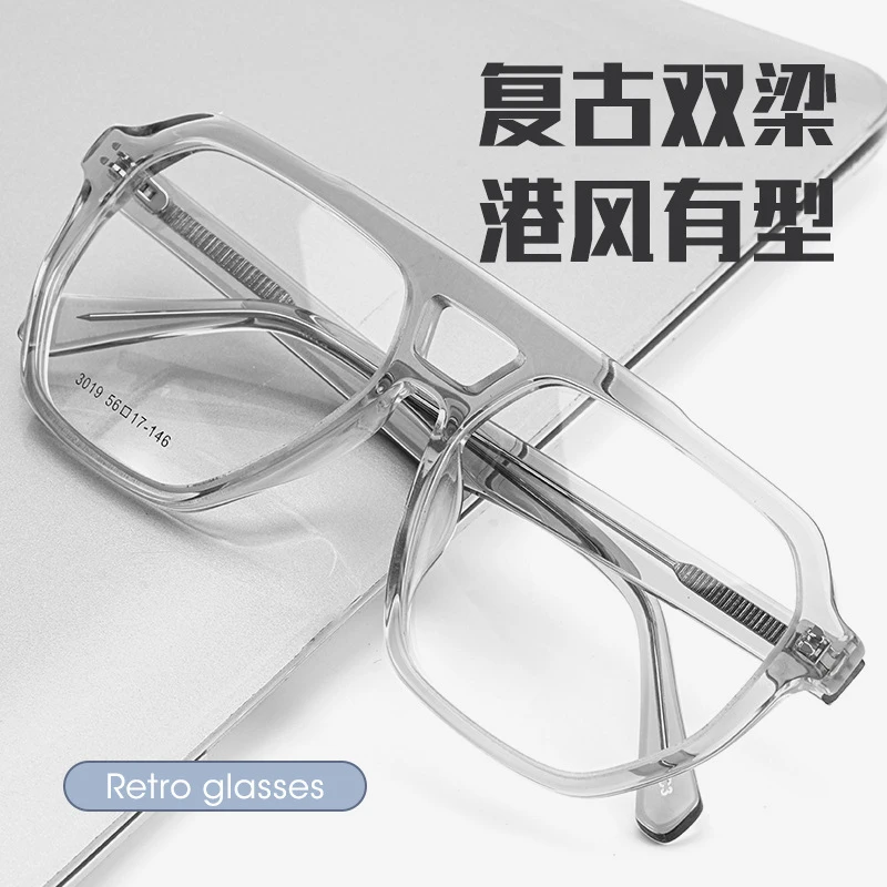 BCLEAR Yeni erkek Çift Köprü Büyük Gözlük Çerçevesi Retro Gözlük Moda Gözlük Şeffaf Optik Reçete Gözlük Görüntü 2