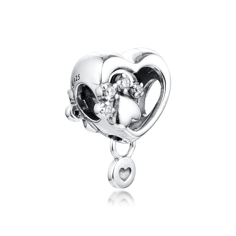 CKK Fit Avrupa Bilezikler Pençe Baskı ve Kalp Charms Gümüş 925 Orijinal Boncuk Takı Yapımı için Gümüş Berloques Görüntü 1