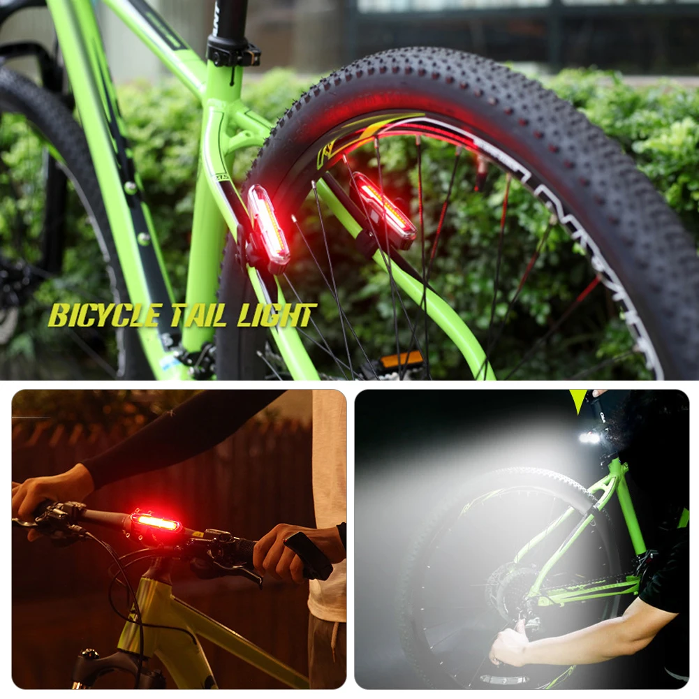 COB LED MTB bisiklet arka lambası 15LM dağ bisikleti arka emniyet uyarı lambası sürme bisiklet ekipmanları kırmızı mavi beyaz renk ışık Görüntü 3