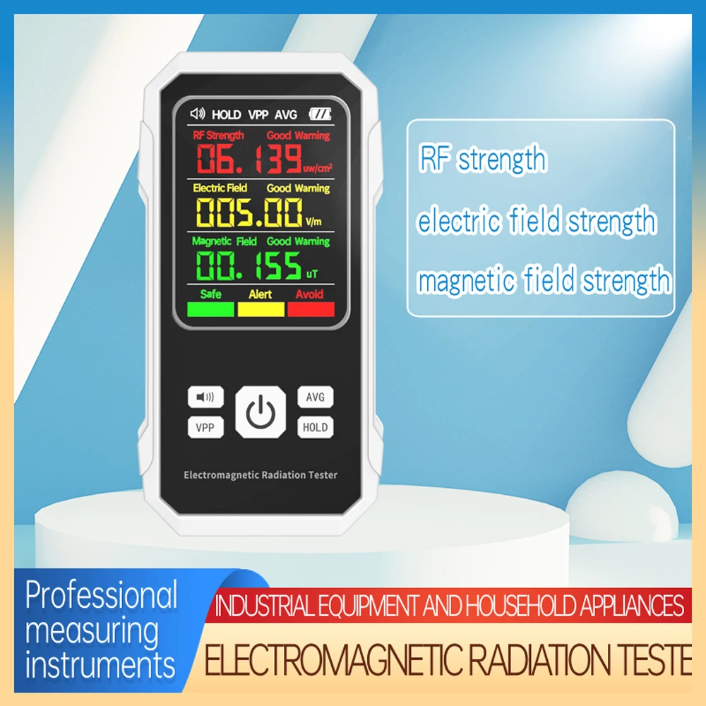 Dijital Elektromanyetik radyasyon dedektörü Elektrik Alan Manyetik alan Şiddeti Test Cihazı RF Gücü Algılama Cihazı EMF Metre Görüntü 1