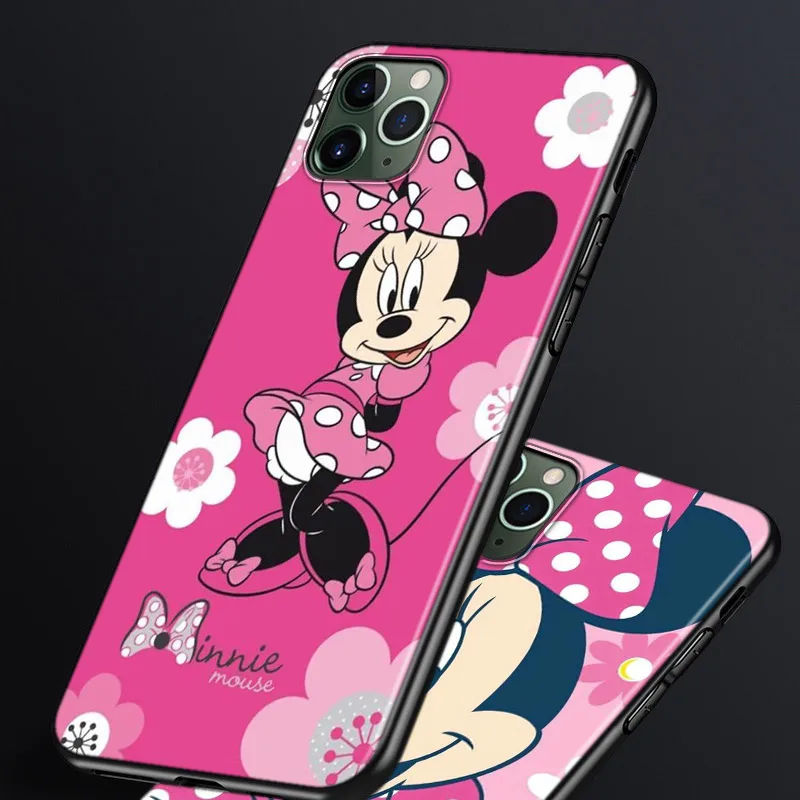 Disney Minnie Mouse Telefon Kılıfı İçin Apple iPhone 14 13 12 11 Pro Max Mini XS Max X XR Silikon Siyah Kabuk Görüntü 1