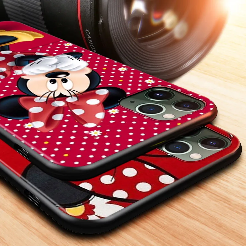Disney Minnie Mouse Telefon Kılıfı İçin Apple iPhone 14 13 12 11 Pro Max Mini XS Max X XR Silikon Siyah Kabuk Görüntü 3
