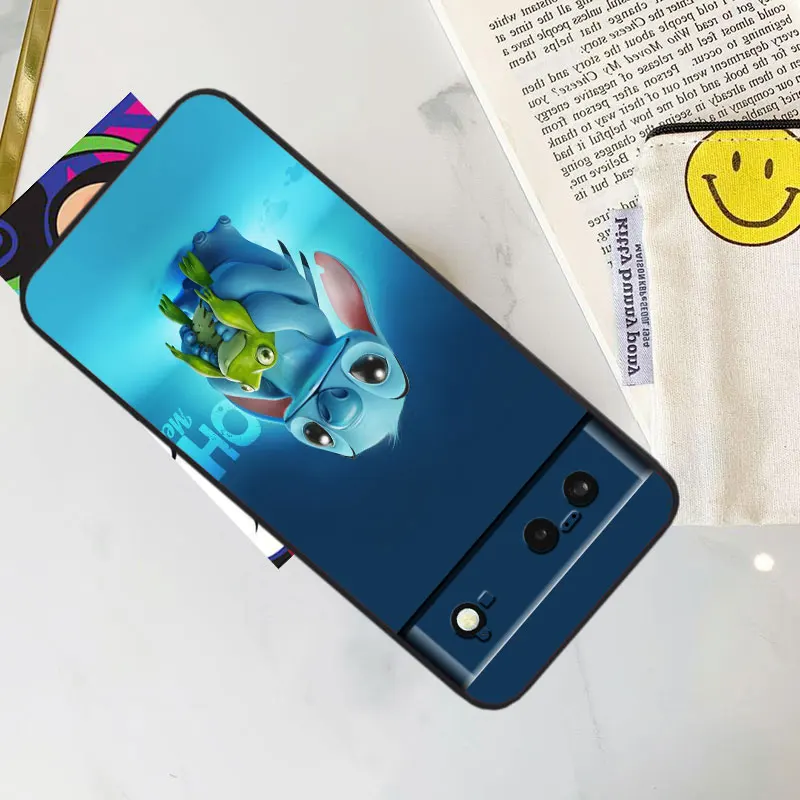 Disney Sevimli Lilo ve Stitch Google Pixel 6 Pro İçin 6A 5A 5 4 4A XL 5G Siyah telefon kılıfı Darbeye Dayanıklı Kabuk Yumuşak Fundas Coque Çapa Görüntü 5