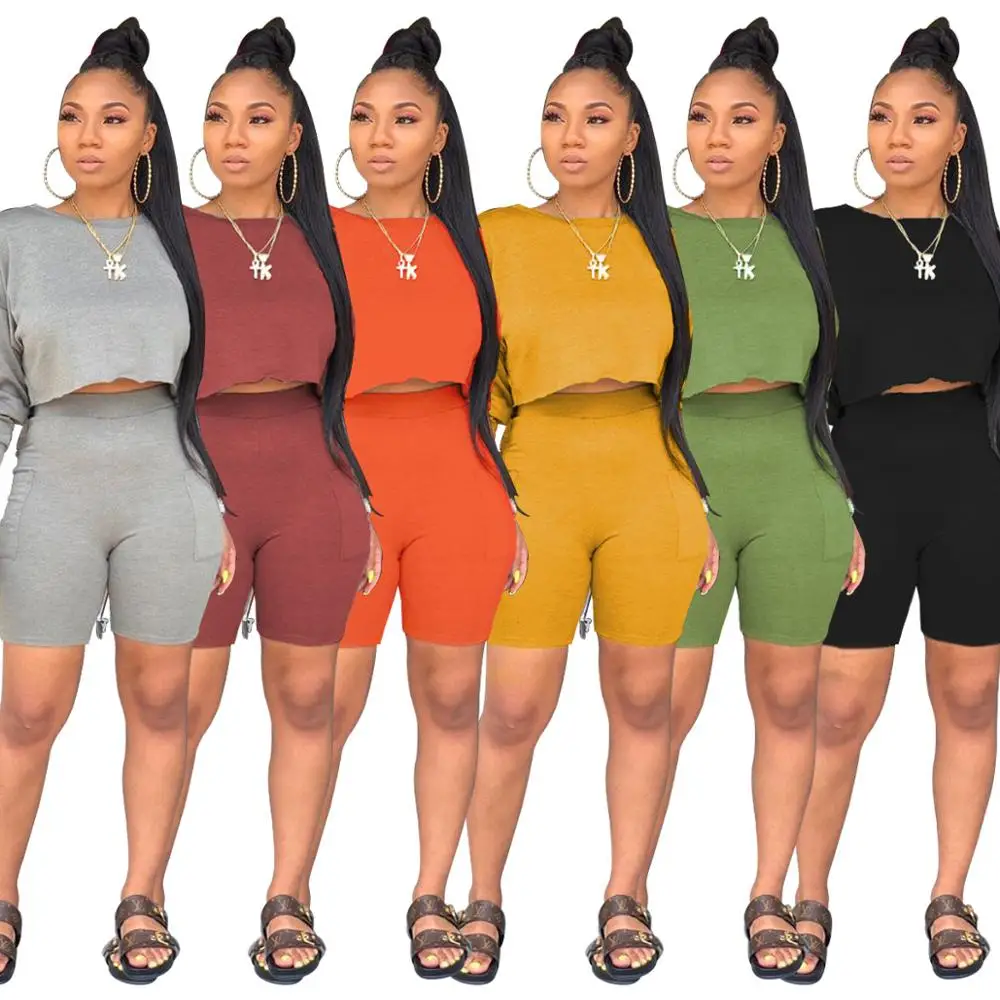 Echoine Sonbahar O-Boyun İki Adet Set Uzun Kollu Kazak + takım elbise Cep Eşofman Kadınlar Katı 5 Renk Görüntü 5