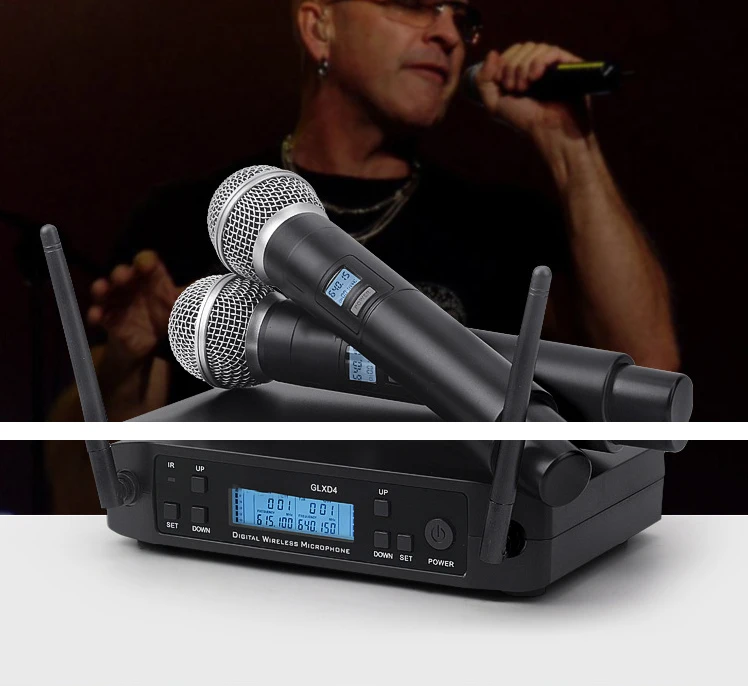 Fabrika fiyat profesyonel el kablosuz mikrofon FM sahne performansı mikrofon SHURE GLXD4 SM58 kablosuz mikrofon Görüntü 3