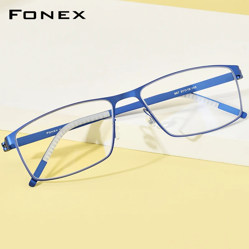 FONEX Alaşım Gözlük Çerçevesi Erkekler Kare Miyopi Optik Reçete Gözlük Çerçeveleri 2020 Yeni Erkek Kore Vidasız Gözlük 997 Görüntü 2