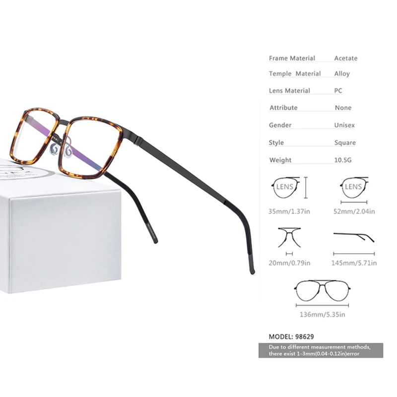 FONEX Asetat Alaşımlı Gözlük Çerçeveleri Erkekler Kare Miyopi Optik Reçete Gözlük 2020 Yeni Kore Vidasız Gözlük 98629 Görüntü 3