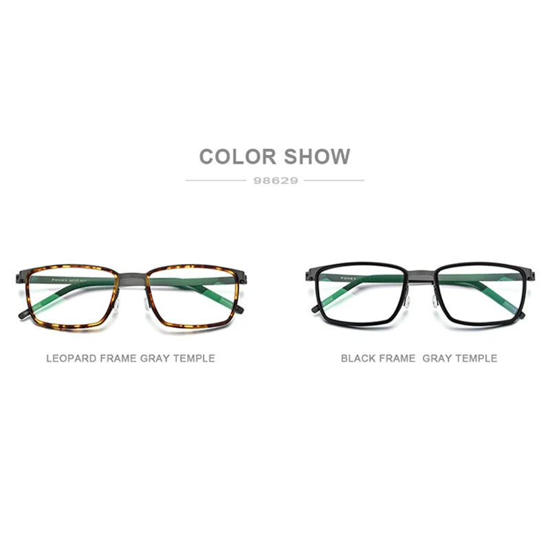 FONEX Asetat Alaşımlı Gözlük Çerçeveleri Erkekler Kare Miyopi Optik Reçete Gözlük 2020 Yeni Kore Vidasız Gözlük 98629 Görüntü 5