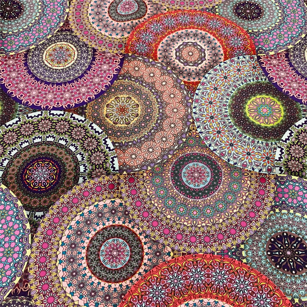 Gizemli Mısır vintage yuvarlak çiçekler Pamuk Kumaş Afrika Tarzı Patchwork Tekstil Doku Ev Giyim Elbise Ev Decoratio Görüntü 1