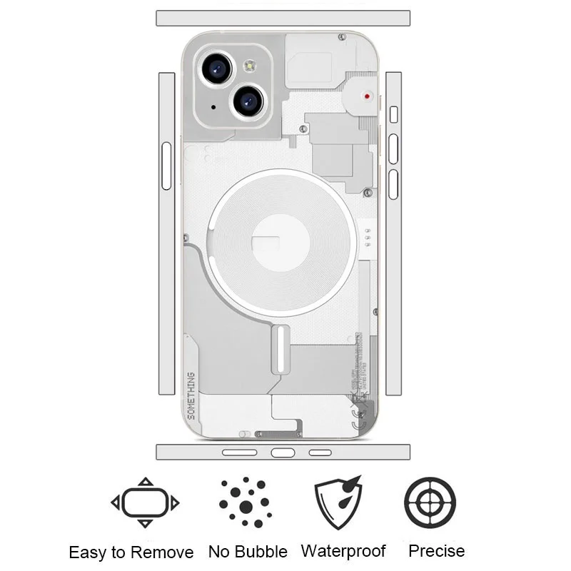 Hiçbir şey Telefon Tarzı iPhone 14 13 12 11 Pro XS Max XR Çıkartması Cilt Arka Ekran Koruyucu Film Tam Kapak Wrap Sticker Görüntü 1
