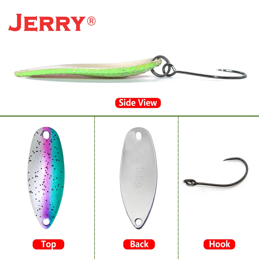 Jerry 1 adet 2g 3.5 g 5.5 g döküm balıkçılık kaşık ultralight tatlısu pirinç metal yem alabalık pike bas göl iplik pesca Görüntü 1