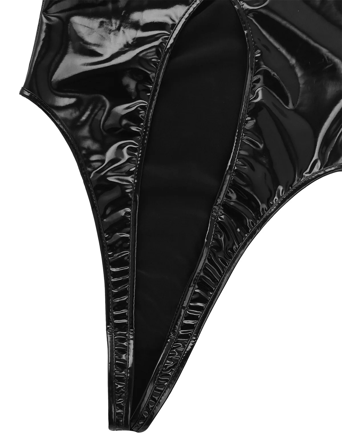 Kadın İç Çamaşırı Tek parça Parlak Metalik bodysuits Halterli Boyun Derin Kesme Düşük Geri Yüksek kesim Tanga Leotard Kıyafeti Bodysuit Görüntü 5