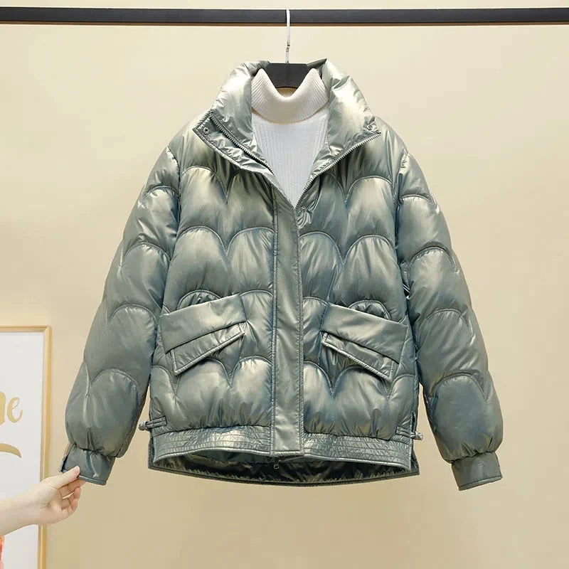 Kadın Kısa Pamuk Yastıklı Parkas Kış Sıcak Kalın Palto Streetwear Kar Giyim Dış Giyim Kore Rahat Gevşek Ceket Chaquetas Görüntü 3
