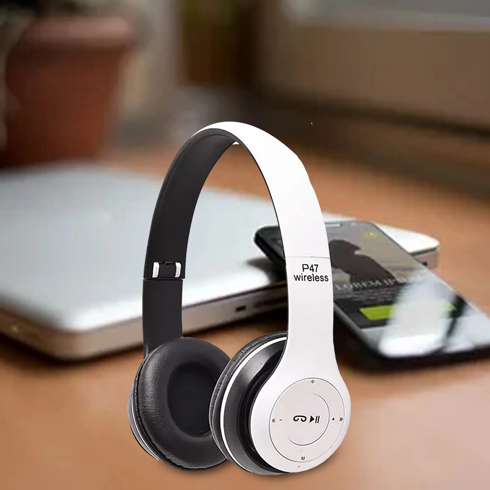 Kulaklıklar Aşırı Kulak Katlanabilir Kablosuz Stereo kulaklık kablosuz kulaklıklar Katlanabilir Kulaklık PC Dizüstü Bilgisayar Telefonu İçin Stereo Görüntü 2