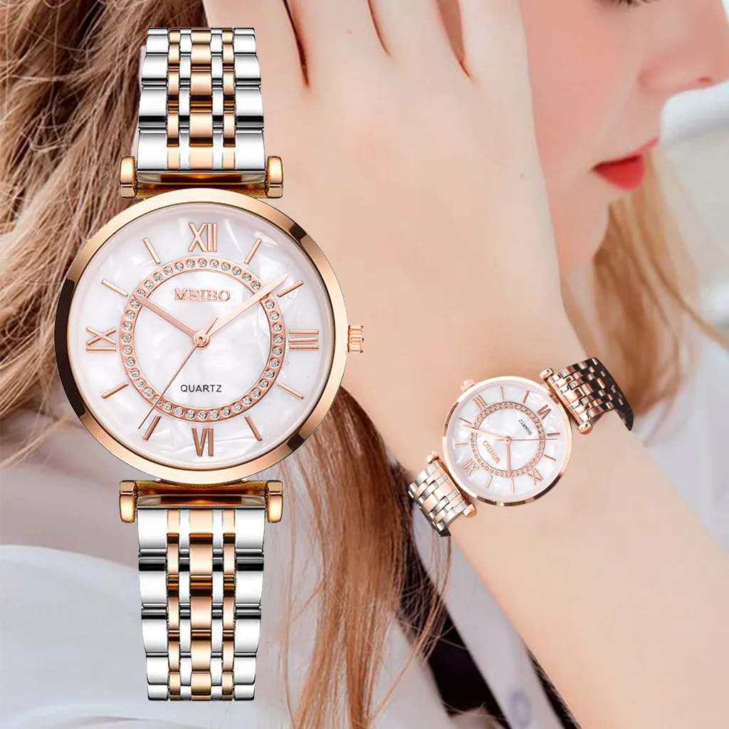 Lüks altın kuvars saat Moda Basit İzle Klasik Arama Alaşımlı çelik bant Bayanlar İzle Relojes Para Mujer Görüntü 1