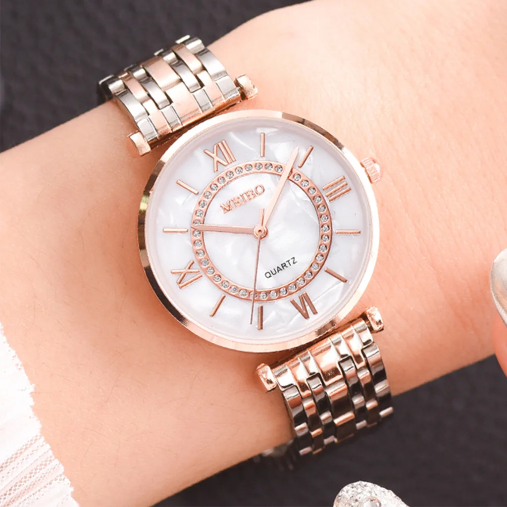 Lüks altın kuvars saat Moda Basit İzle Klasik Arama Alaşımlı çelik bant Bayanlar İzle Relojes Para Mujer Görüntü 2