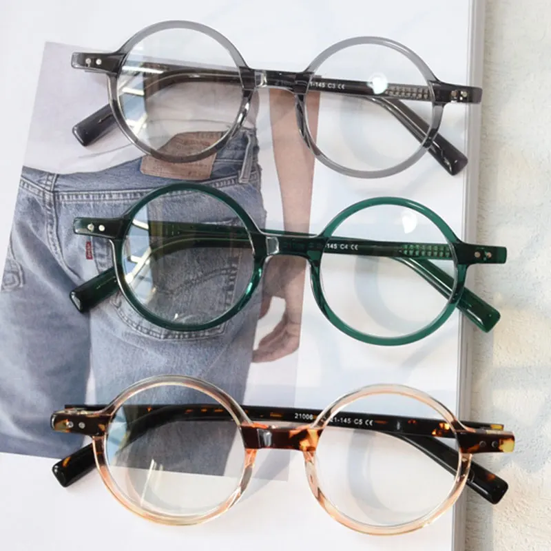 Lüks Asetat Optik Gözlük Çerçeveleri Vintage Yuvarlak Erkek Kadın Moda Bilgisayar Gözlük 51002 Görüntü 5