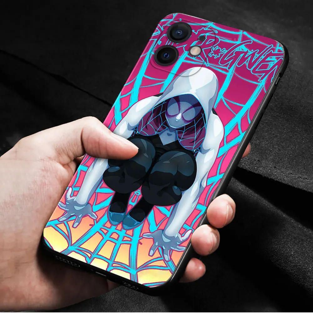 Marvel Hayalet Örümcek Gwen Mor Telefon Kapak Apple iPhone 14 13 12 11 Pro Max 13 12 Mini XR X 7 8 6 6S Artı Durumda Kabuk Funda Görüntü 5