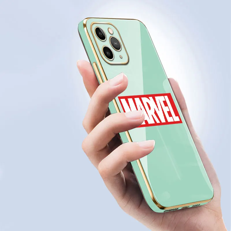 Marvel Süper Kahraman Avenger Logo Lüks Yumuşak Kaplama Telefon Kılıfı İçin iPhone 14 13 12 11 Pro Max Mini X XR XS Max 7 8 6 6s Artı SE Görüntü 4