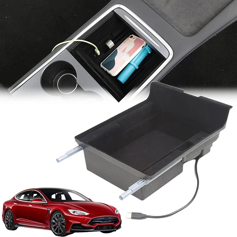 Merkezi Konsollar Kol Dayama saklama kutusu USB Tip C Hub Bağlantıları Tesla Modeli 3 Model Y 2021 Aksesuarları (ABS Akın) Görüntü 3
