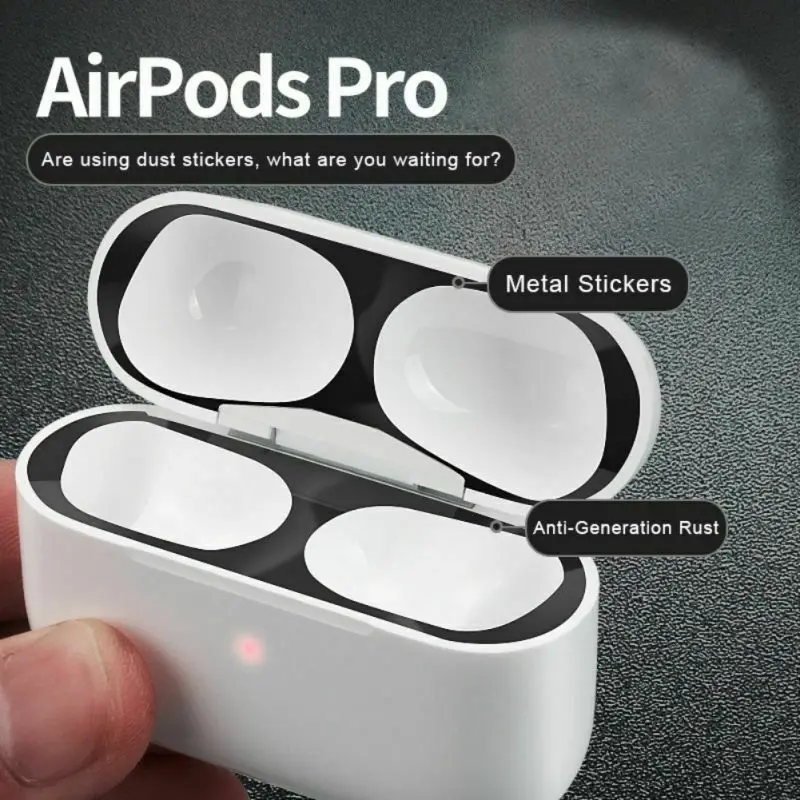 Metal Toz Koruma Çıkartmalar Apple AirPods İçin 1 2 3 Anti-scratch Toz geçirmez koruyucu film iPhone Airpods İçin Pro Pro2 Toz Filmi Görüntü 1