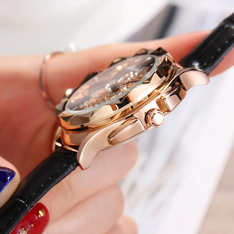 Moda Zarif Büyük Arama Bilezik İzle Kadınlar Kristal kuvars bilek saatleri Lady Casual İzle Hediye Kristal Relogio Feminino Saat Görüntü 5