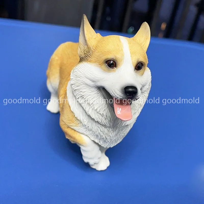 Mutlu Corgi silikon kalıp 3D Pet Köpek Çikolata Fondan Kalıp DIY Galce Corgi Sabun Alçı Hayvan Süsleme Epoksi Reçine Kalıp Görüntü 1